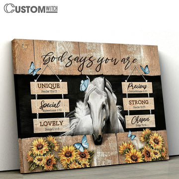 God Says You Are White Horse Sunflower Canvas Prints - Religious Canvas Art - Christian Home Decor