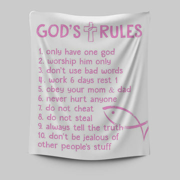 God&#39;s Rules Tapestry Prints - Christian Gift For Child - Christian Tapestries Wall Art Decor