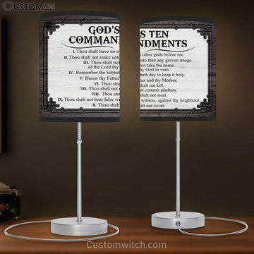 God's Ten Commandments Table Lamp Print - Inspirational Table Lamp Art - Scripture Lamp Gift