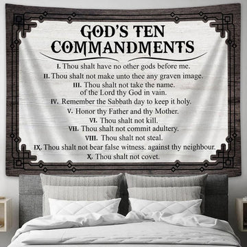 God&#39;s Ten Commandments Tapestry Print - Inspirational Tapestry Art - Scripture Wall Art