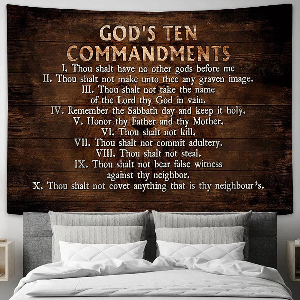 God&#39;s Ten Commandments Wall Art Tapestry - Christian Wall Art - Religious Art