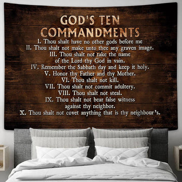 God&#39;s Ten Commandments Wall Art Tapestry - Christian Wall Art - Religious Art