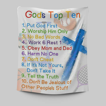 God&#39;s Top Ten Tapestry Prints - Ten Commandments For Boys - Kids Wall Decor