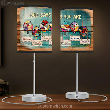God says you are The colorful birds Table Lamp Gift - Bible Verse Table Lamp - Religious Bedroom Decor