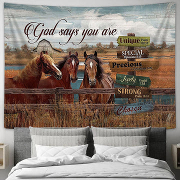 God says you are horses Rice field Tapestry Wall Art - Bible Verse Tapestry - Religious Tapestry Wall Hanging