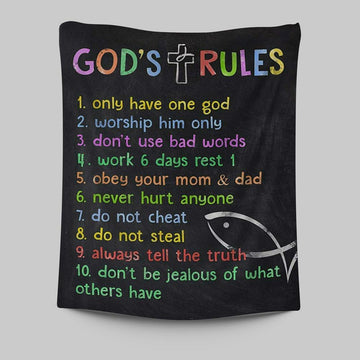 Gods Rules Tapestry Prints - Wall Decor For Kids Boys Girls Bedroom Toddler Room Or Nursery