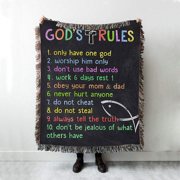 Gods Rules Woven Blanket Prints - Boho Blanket For Kids Boys Girls Bedroom Toddler Room Or Nursery