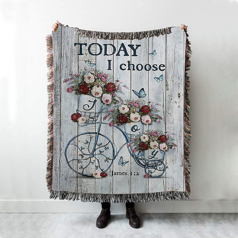 Gorgeous Roses Today I Choose Joy Woven Blanket - Christian Throw Blanket - Religious Home Decor