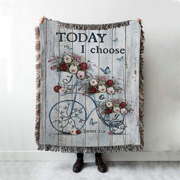 Gorgeous Roses Today I Choose Joy Woven Blanket - Christian Throw Blanket - Religious Home Decor