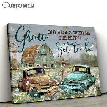 Green House, Old Ladybug Car, Daisy Field, Grow Old Along With Me Canvas Poster