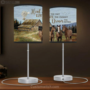 Green Meadow Horses Windmill Heal The Past Lamp Gift Table Lamp - Christian Bedroom Decor - Gifts For Horse Lovers