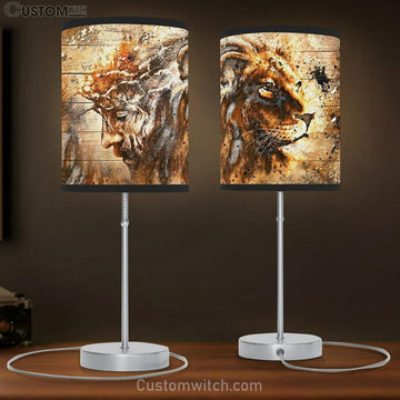 Half Jesus Half Lion - Lion Of Judah Table Lamp Prints - Jesus Christ Table Lamp - Christian Table Lamp Prints