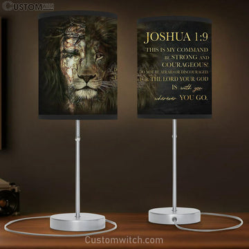Half Jesus Half Lion Table Lamp Prints - Joshua 1 9 Be Strong &amp; Courageous - Jesus Christ Table Lamp - Christian Table Lamp Prints