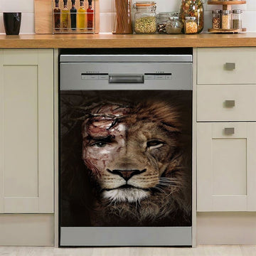 Half Jesus Half Lion Dishwasher Cover, Jesus Dishwasher Stickers, Christian Kitchen Decor