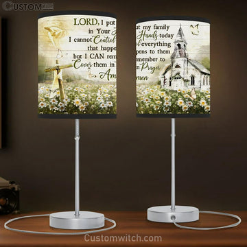 Hand Of God Church Cross Table Lamp - Lord I Put My Family In Your Hands Today Large Table Lamp Art - Christian Lamp Gift - Religious Table Lamp Prints