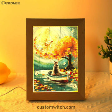 Hand Of God Fall Cat Boat Fall Tree Frame Lamp Art - Christian Art Decor - Religious Gifts Night Light