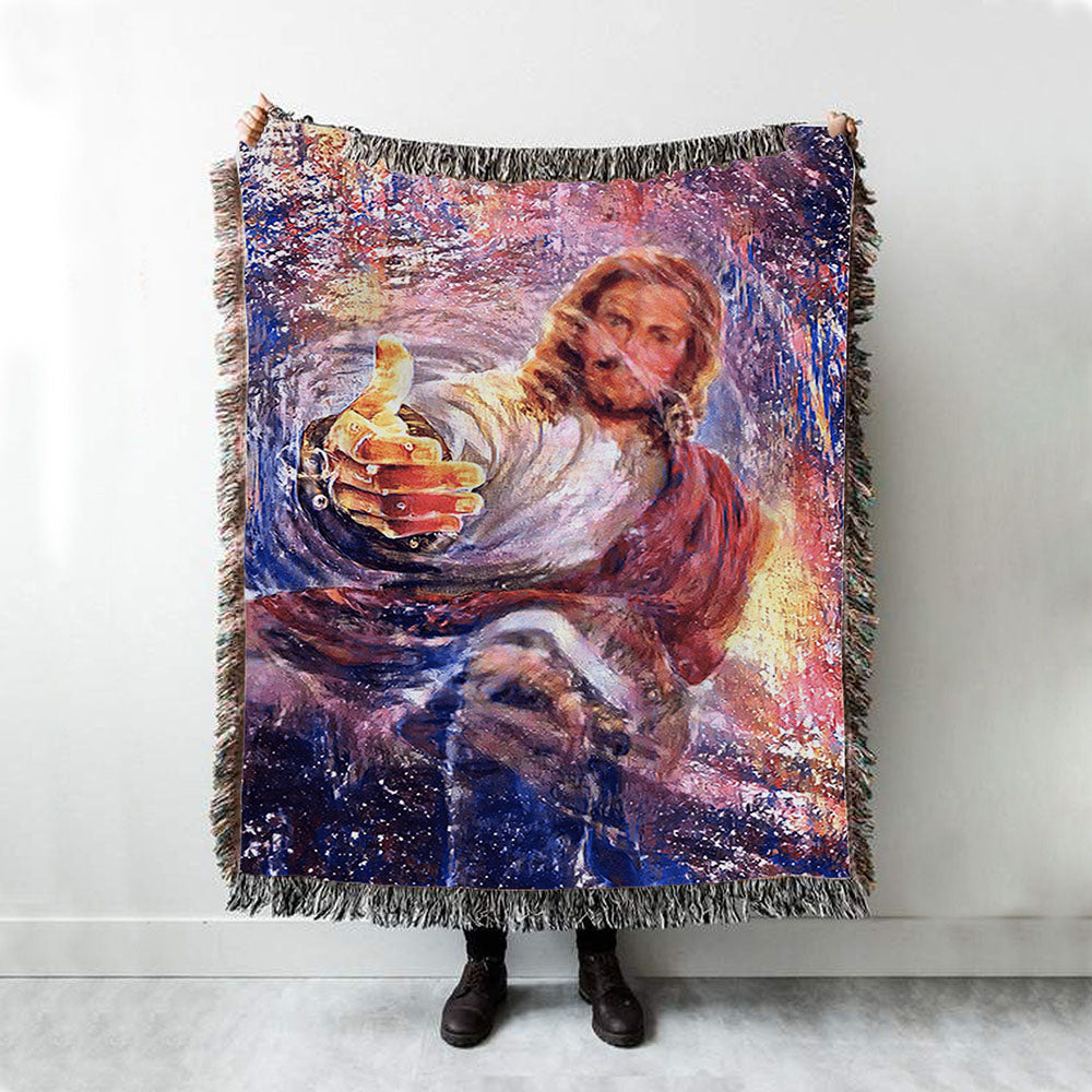 Hand Of God Knowing Jesus Woven Throw Blanket - Christian Throw Blanket Decor - Religious Woven Blanket Prints