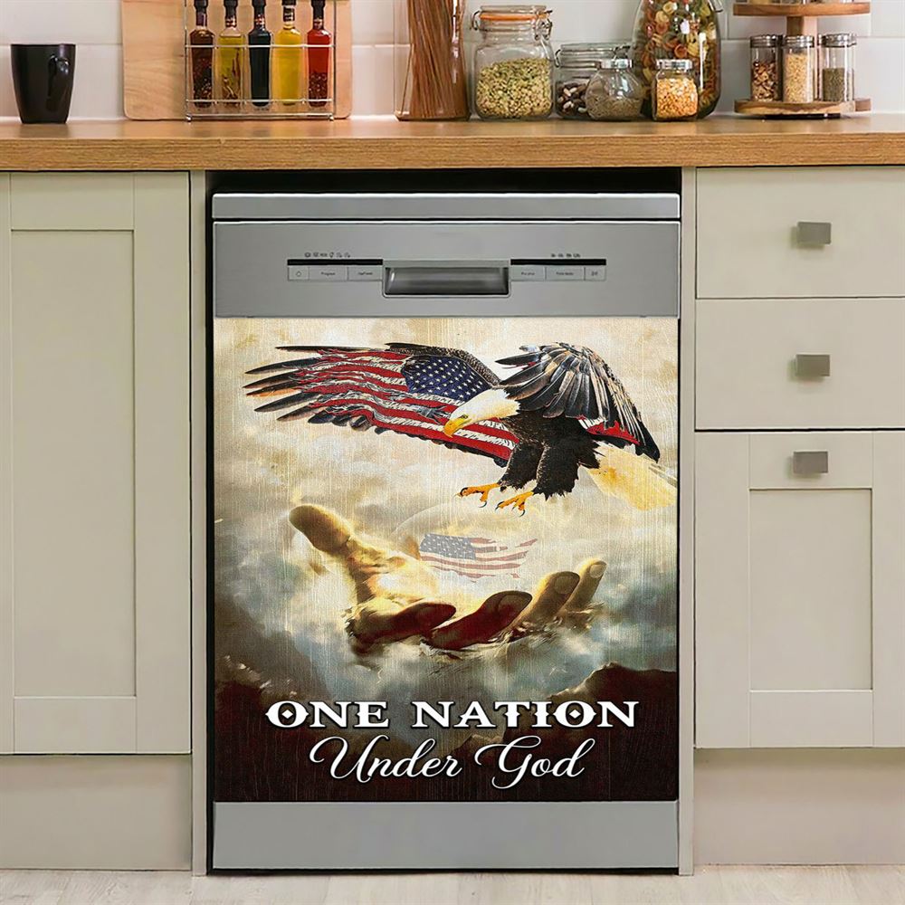 Hand Of Jesus One Nation Under God Dishwasher Cover, Jesus Dishwasher Stickers, Christian Kitchen Decor