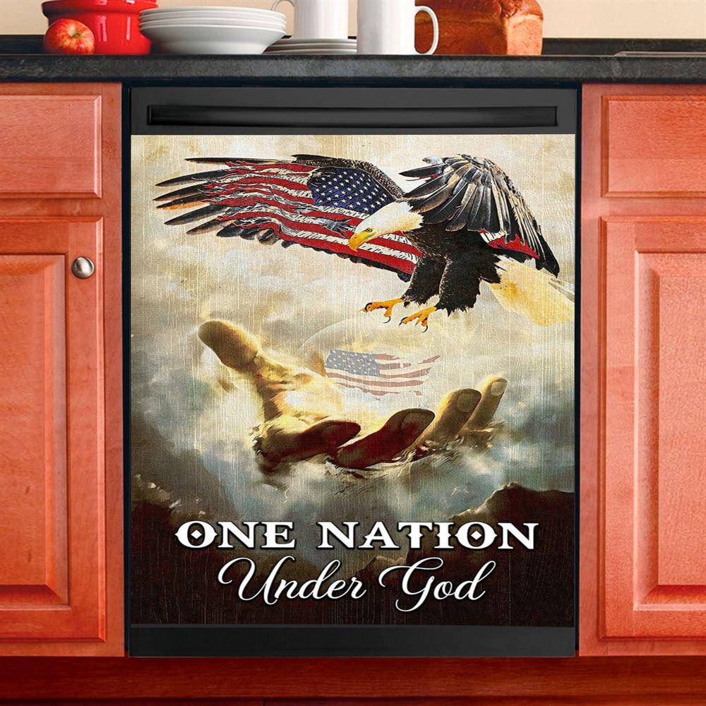 Hand Of Jesus One Nation Under God Dishwasher Cover, Jesus Dishwasher Stickers, Christian Kitchen Decor