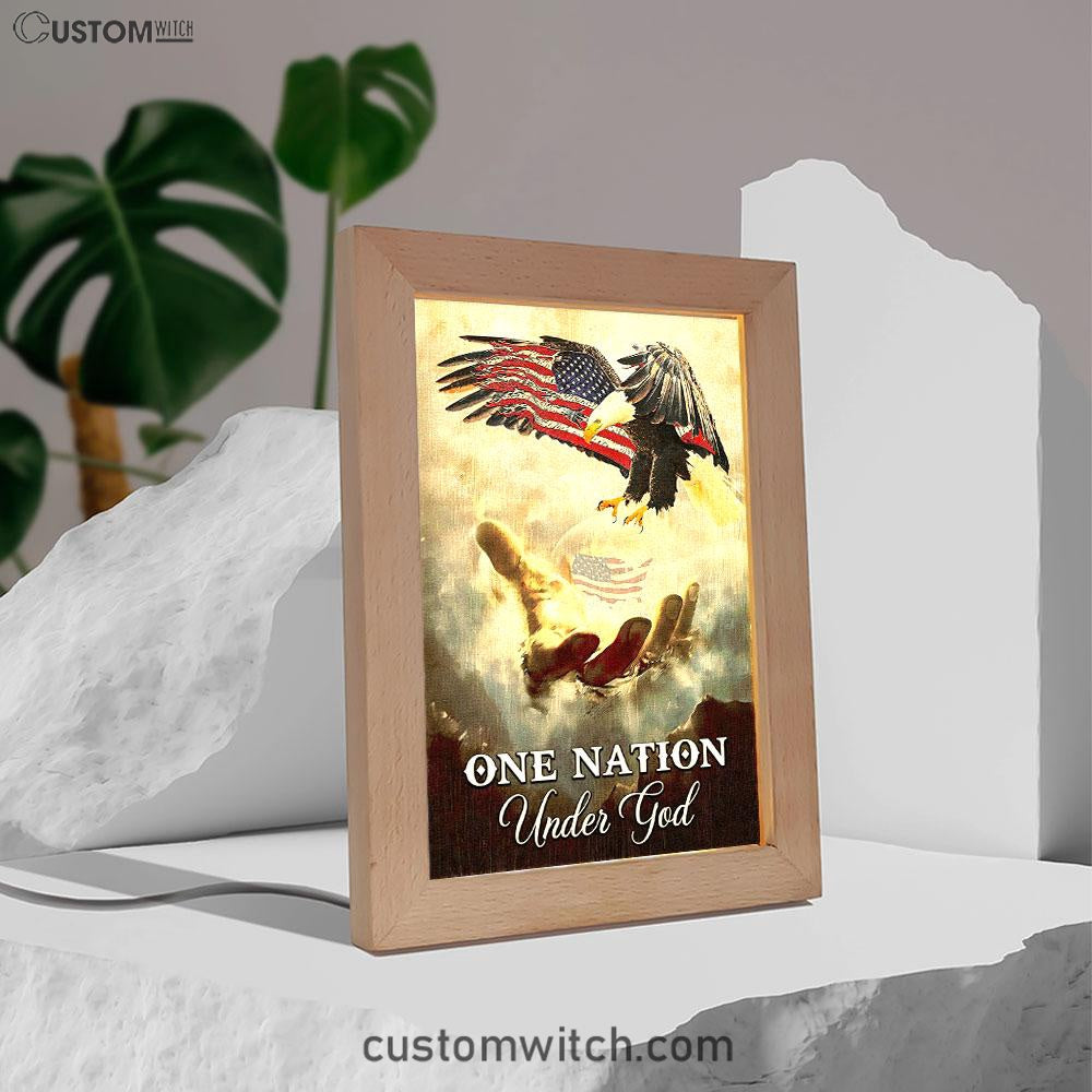 Hand Of Jesus One Nation Under God Frame Lamp Art - Jesus Frame Lamp Pictures - Christian Night Light