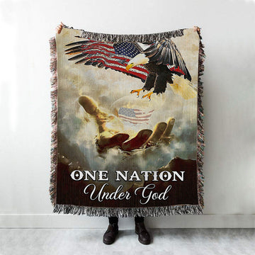 Hand Of Jesus One Nation Under God Woven Throw Blanket - Jesus Woven Blanket Pictures - Christian Woven Throw Blanket