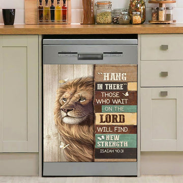 Hang In There Lion White Butterfly Dishwasher Cover, Bible Verse Dishwasher Stickers, Christian Inspirational Kitchen Decor