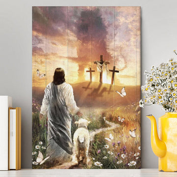 Have Faith On His Way Jesus Cross Lion Canvas Wall Art - Christian Wall Art Decor - Religious Canvas Prints