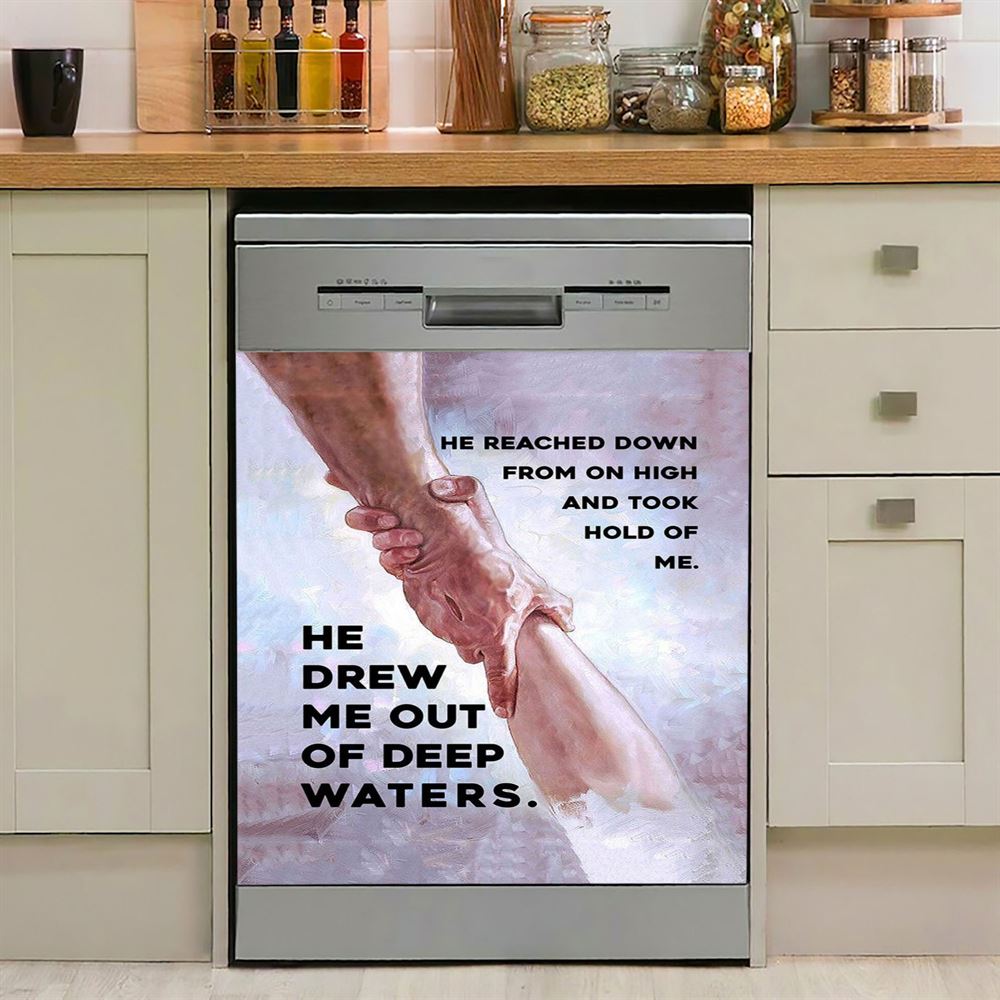 He Drew Me Out Of Deep Water Jessus Dishwasher Cover, Christian Dishwasher Stickers, Religious Kitchen Decor