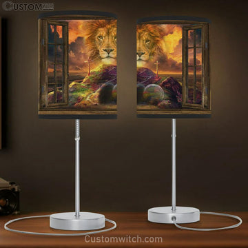 He Is Risen Table Lamp - Lion Of Judah Easter Table Lamp Gift - Christian Bedroom Decor
