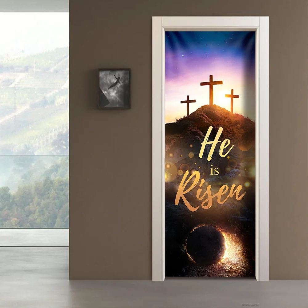 He Is Risen Easter Door Cover, Christian Door Decor, Door Christian Church, Christian Door Plaques