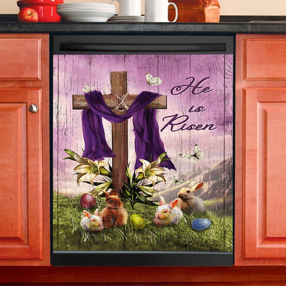 He Is Risen Empty Tomb Dishwasher Cover, Christian Dishwasher Stickers Print, Christian Kitchen Decor
