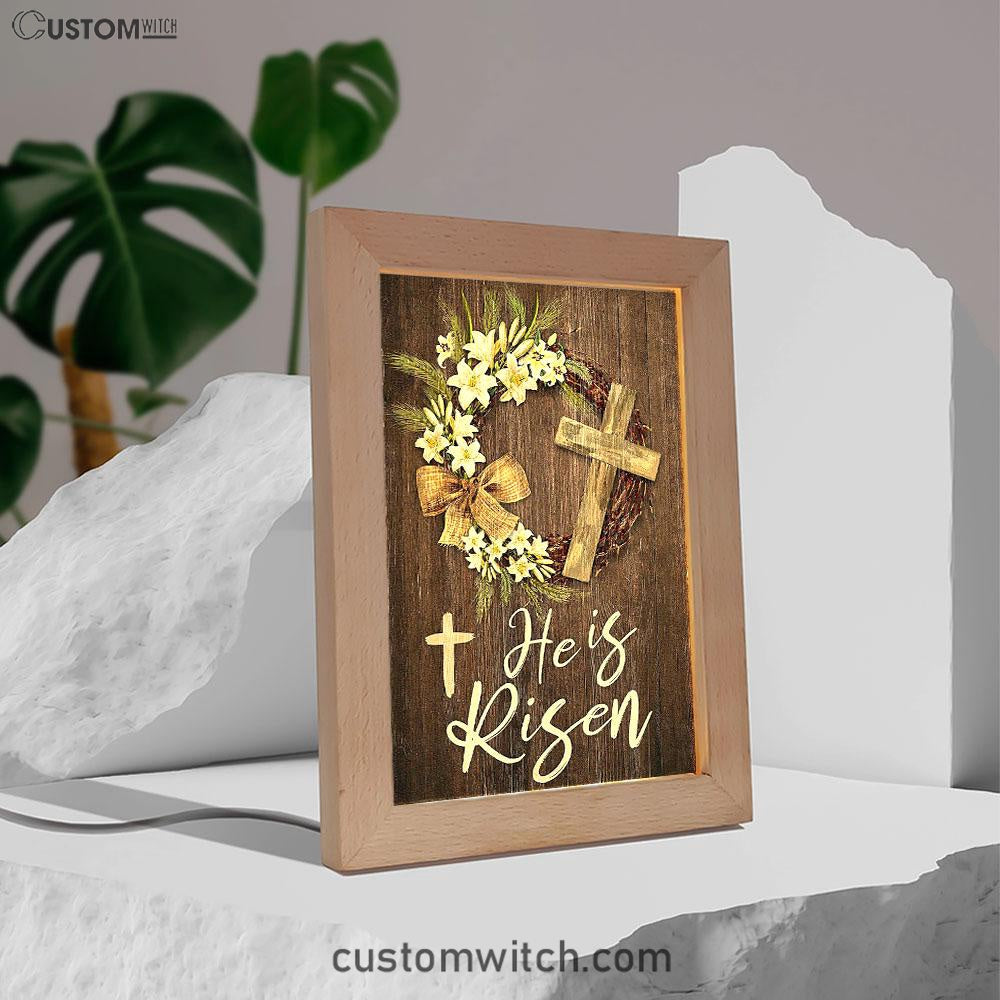 He Is Risen Frame Lamp Art - Christian Frame Lamp - Religious Gifts Night Light