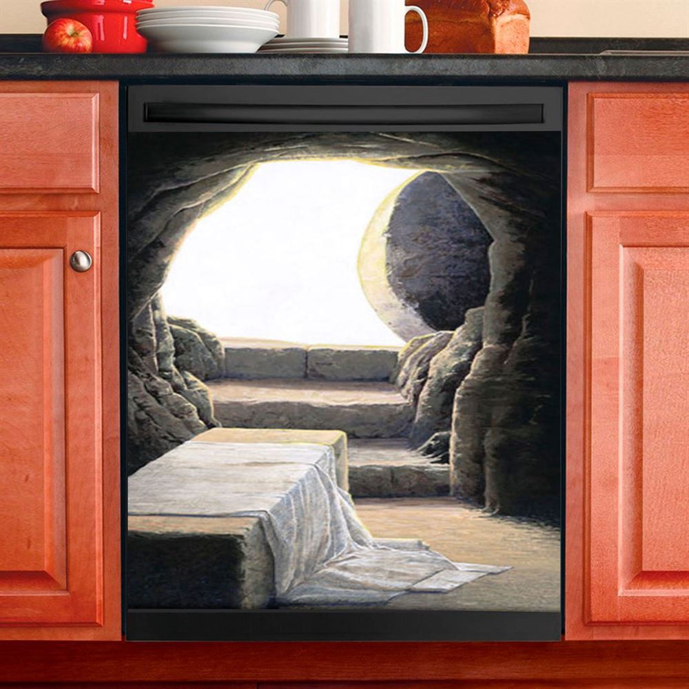 He Is Risen Lion Cross Dishwasher Cover, Bible Verse Dishwasher Stickers, Christian Inspirational Kitchen Decor
