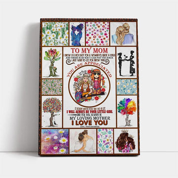 Hippie Family Daughter To My Mom Canvas, Mother's Day Canvas Art, Gift For Mom, Birthday Gift, Mother's Day Wall Art