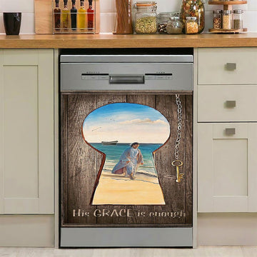 His Grace Is Enough Dishwasher Cover, Jesus Walks On The Beach Dishwasher Stickers, Jesus Kitchen Decor