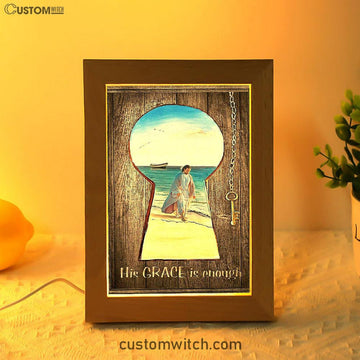 His Grace Is Enough Frame Lamp Art - Jesus Walks On The Beach Frame Lamp - Jesus Frame Lamp Pictures - Christian Night Light