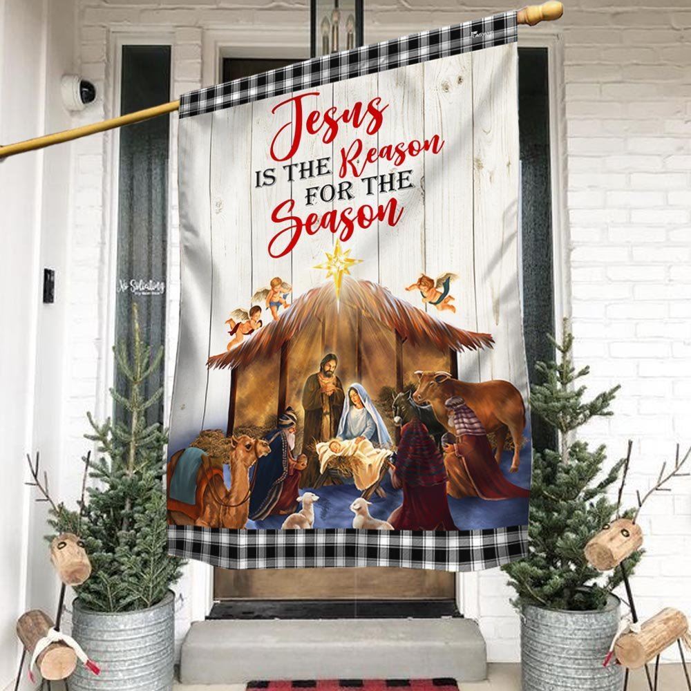 Holy Family Nativity Of Jesus Christmas Flag Jesus Is The Reason For The Season Flag, Christian Christmas House Flag, Christmas Outdoor Decor Ideas