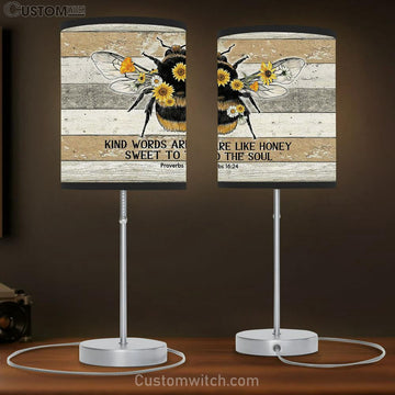 Honeybee Sunflower Kind Words Are Like Honey Large Table Lamp Art - Christian Bedroom Decor - Religious Wall Decor
