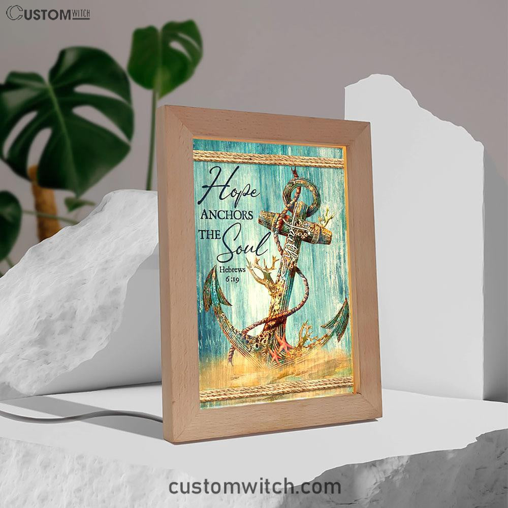 Hope Anchors The Soul Deep Ocean Red Starfish Frame Lamp Art - Bible Verse Art - Christian Inspirational Decor