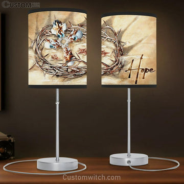 Hope Seashell Cross Crown Of Thorns Sand Large Table Lamp Art - Christian Lamp Gift Home Decor - Religious Table Lamp Prints