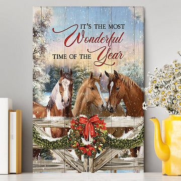 Horse Farm It's The Most Wonderful Time Of The Year Canvas Wall Art - Christian Wall Canvas - Gift For Horse Lover