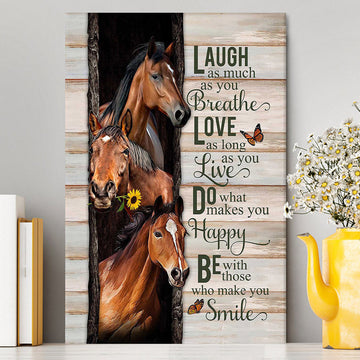 Horse Small Sunflower Orange Butterfly Laugh As Much As You Breathe Canvas Art - Bible Verse Wall Art - Religious Home Decor