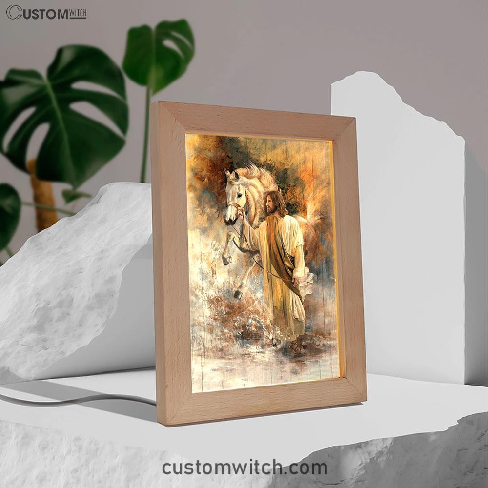 Horse And Jesus Christ Frame Lamp Art - Bible Verse Art - Christian Inspirational Decor