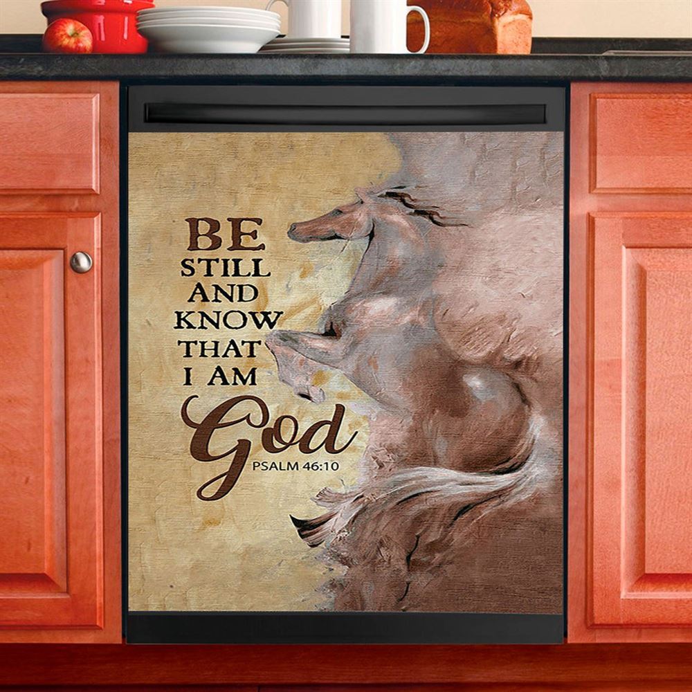 Horse Be Still And Know That I Am God Dishwasher Cover, Christian Dishwasher Stickers, Bible Verse Kitchen Decor