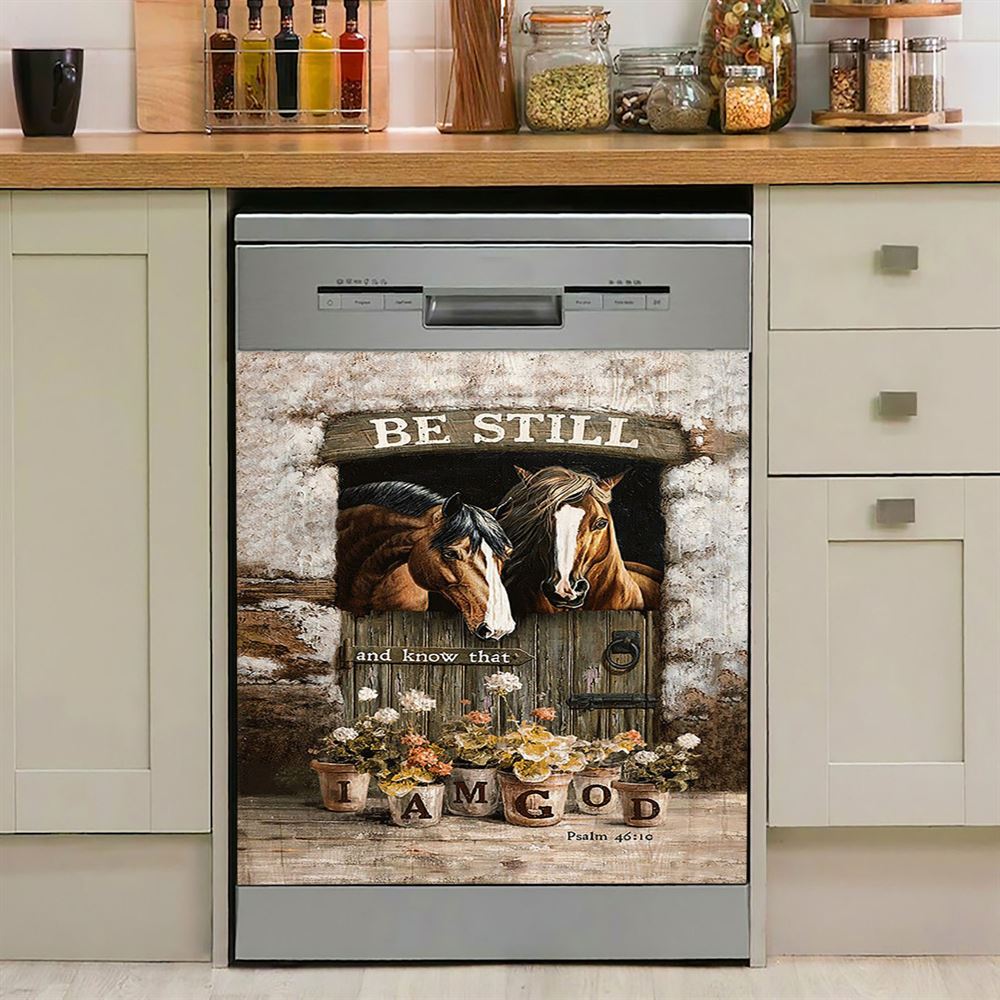 Horse Be Still And Know That I Am God Dishwasher Cover, Christian Dishwasher Stickers, Gift For Horse Lover