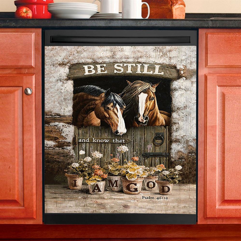 Horse Be Still And Know That I Am God Dishwasher Cover, Christian Dishwasher Stickers, Gift For Horse Lover