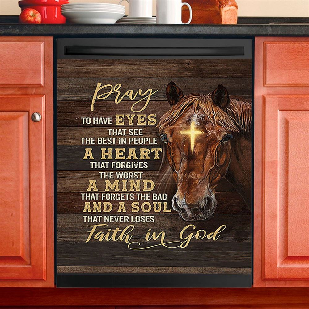 Horse Cross A Soul That Never Loses Faith In God Dishwasher Cover, Christian Dishwasher Stickers, Gift For Horse Lover