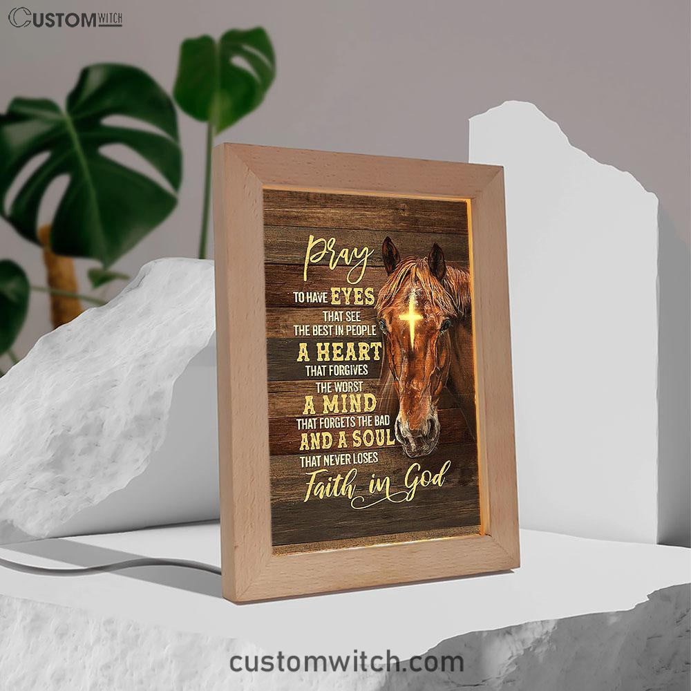 Horse Cross A Soul That Never Loses Faith In God Frame Lamp Art - Christian Frame Lamp - Gift For Horse Lover