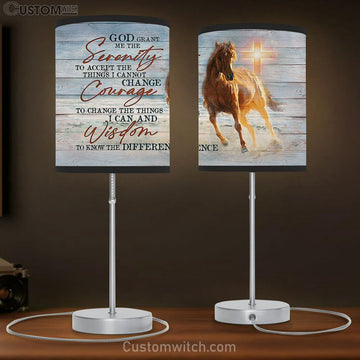 Horse Cross Light God Grant Me The Serenity Lamp Gift Table Lamp - Christian Bedroom Decor - Gifts For Horse Lovers