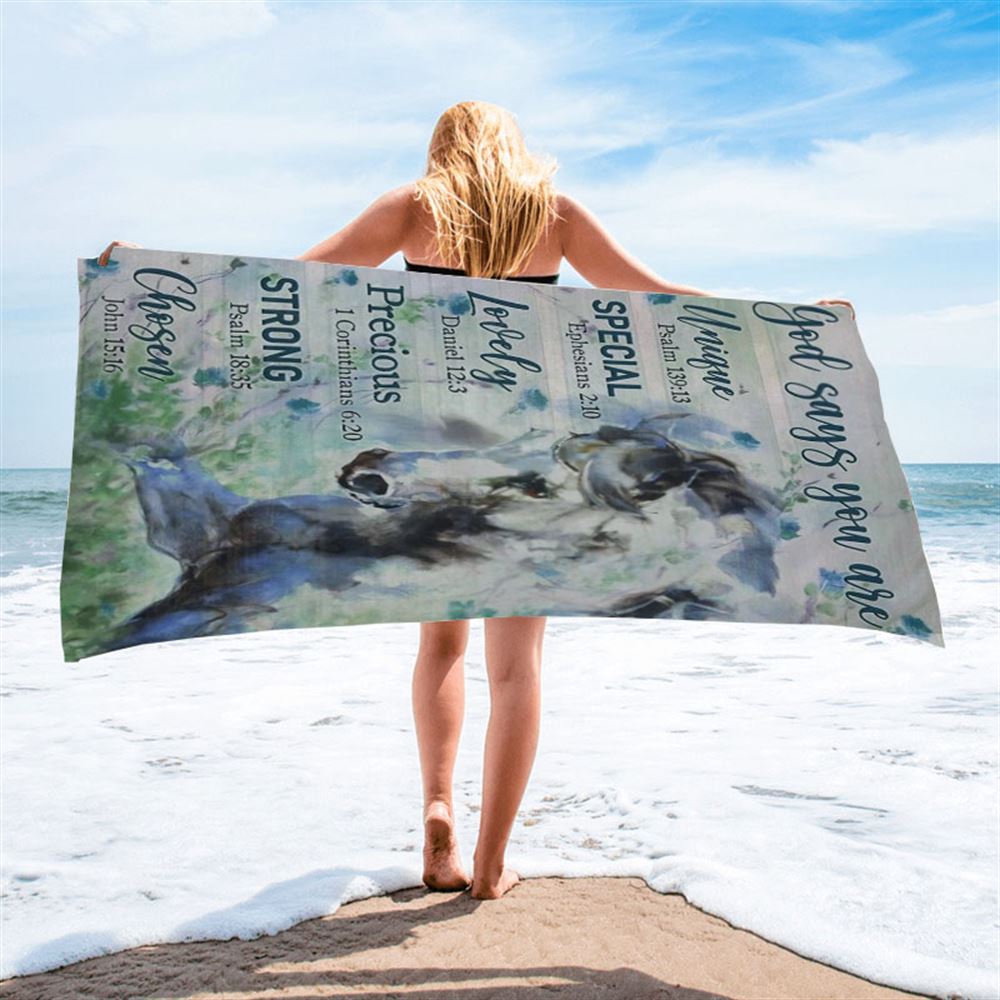 Horse Drawing Watercolor Painting God Says You Are Beach Towel, Christian Beach Towel, Christian Gift, Gift For Women